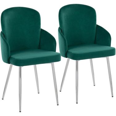 Dahlia Dining Chair Set of 2 In Chrome and Green