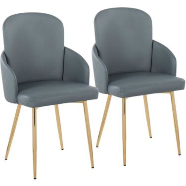 Dahlia Dining Chair Set of 2 In Grey and Gold