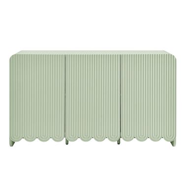 Dahlia Fluted and Scalloped Sideboard Storage Cabinet In Sage