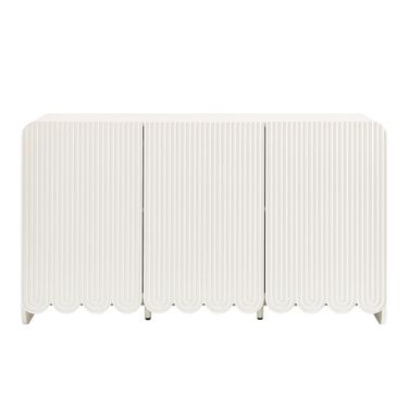 Dahlia Fluted and Scalloped Sideboard Storage Cabinet In White