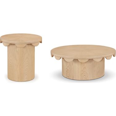 Dahlia Oak Veneer Occasional Table Set In Natural
