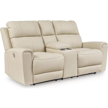 Dahlmoore Power Reclining Loveseat with Console In Almond