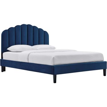 Daisy Performance Velvet Full Platform Bed In Navy