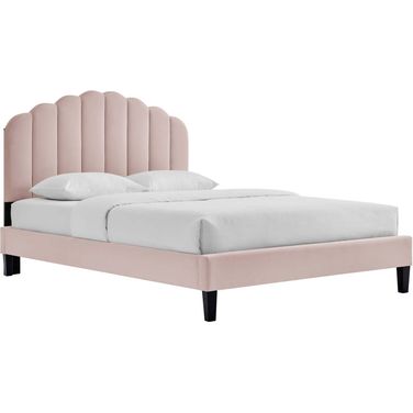 Daisy Performance Velvet Full Platform Bed In Pink