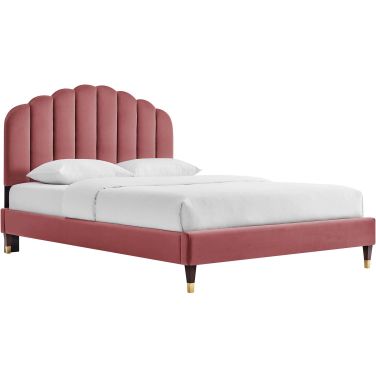 Daisy Performance Velvet Queen Platform Bed In Dusty Rose MOD-6288-DUS
