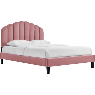 Daisy Performance Velvet Twin Platform Bed In Dusty Rose