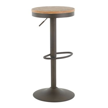Dakota Adjustable Barstool In Antique Metal and Brown
