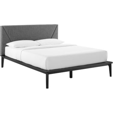 Dakota Upholstered Queen Platform Bed In Black Gray