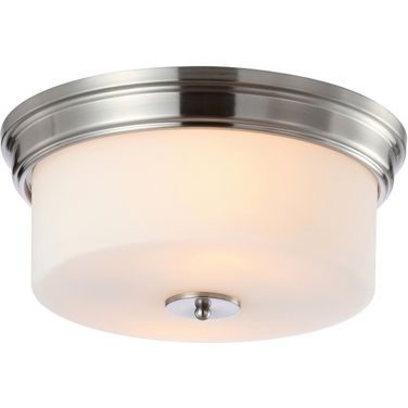 Dalen Brush Nickel and White Flush Mount Light