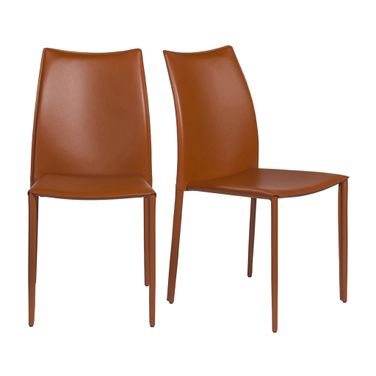 Dalia Stacking Chair Set of 2 In Dark Caramel