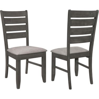 Dalila Ladder Back Side Chair Set of 2 In Grey and Dark Grey
