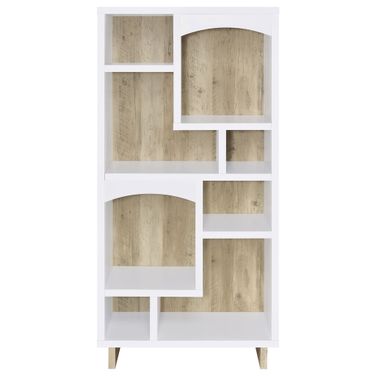Dalton 65 Inch 6-Shelf Bookcase In White and Distressed Pine