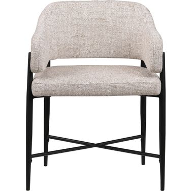 Dame Fabric Upholstered Dining Chair Set of 2 In Beige and Matte Black