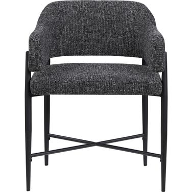 Dame Fabric Upholstered Dining Chair Set of 2 In Black and Matte Black