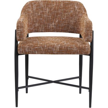 Dame Fabric Upholstered Dining Chair Set of 2 In Cognac and Matte Black