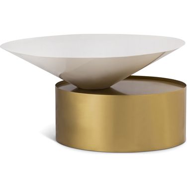 Damon Coffee Table In White/Brushed Brass