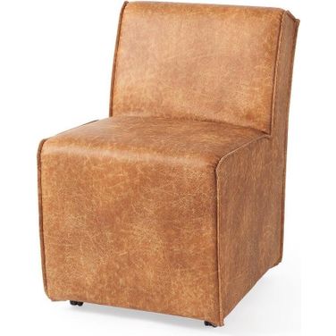 Damon Cognac Brown Faux Leather Dining Chair