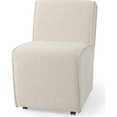 Damon Fully Upholstered Cream-Toned Fabric Dining Chair On Casters 69615