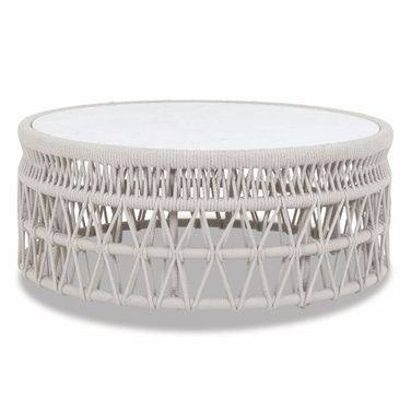Dana Coffee Table with Honed Carrara Marble Top in Beige