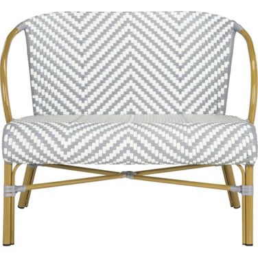 Dandra Grey and White Herringbone Rattan Settee