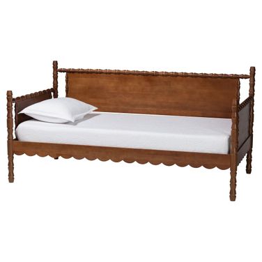 Danette Bobbin Wood Twin Daybed In Walnut Brown