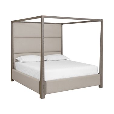 Danette Canopy King Bed In Zenith Taupe Grey