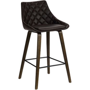Dani 26 Inch Brown Faux Leather Barstool In Walnut Glazed Finish