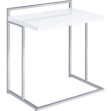 Dani Rectangular Wood Snack Table with Metal Base In White High Gloss