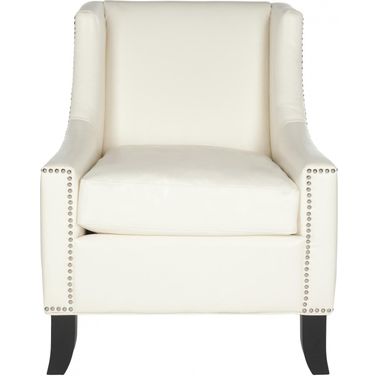 Daniel Club Chair with Silver Nail Heads in Off White