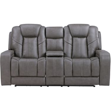 Daniel Triple Power Leather Theater Loveseat In Gray