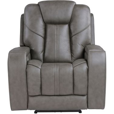 Daniel Triple Power Leather Theater Recliner In Gray