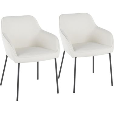 Daniella Contemporary Dining Chair In Black Metal And Cream Fabric - Set Of 2