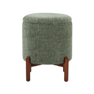 Daniella Wood Storage Ottoman In Green and Walnut