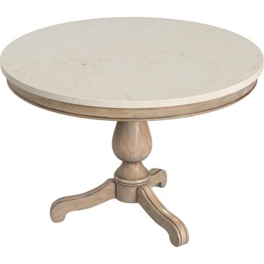 Danielle 44 Inch Round Pedestal Marble Top Dining Table In Tan/Beige