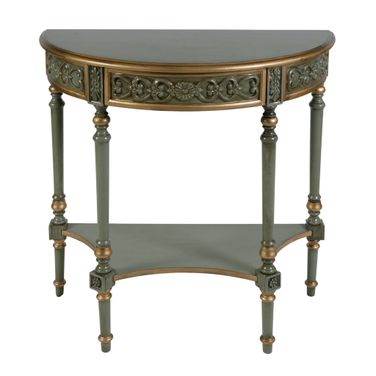 Danielle Demilune Wood 1 Drawer Console Table In Pastel Green
