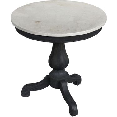 Danielle Marble 24 Inch Pedestal Side Table In Black