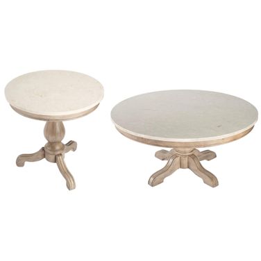 Danielle Marble Occasional Table Set In Light Brown