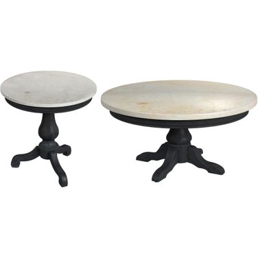 Danielle Marble Round Occasional Table Set In Black