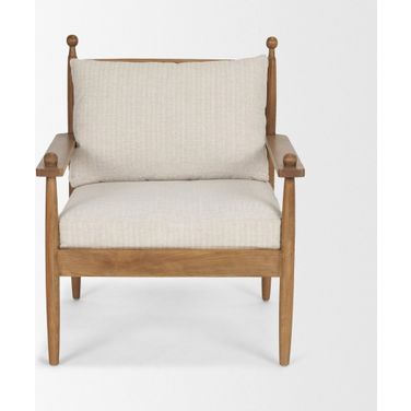 Danni Accent Lounge Chair with Fabric and Beech Wood Frame In Beige and Light Brown