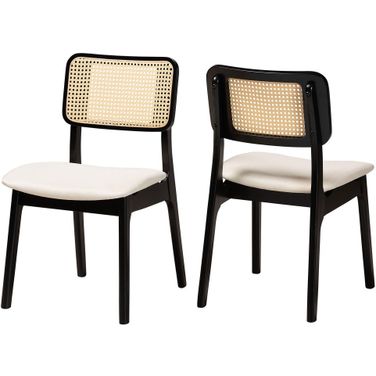 Dannon Wood Dining Chair Set of 2 In Cream and Black