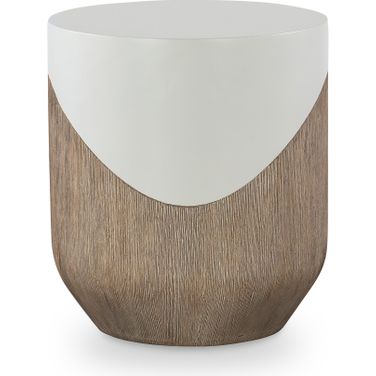 Danny Outdoor Side Table In White and Brown