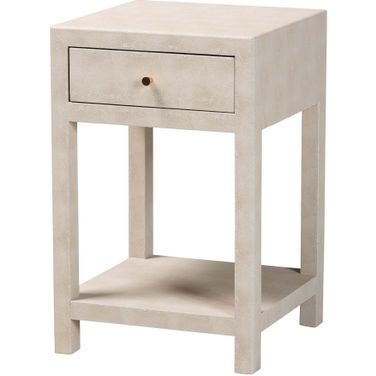 Dansby Faux Shagreen 1-Drawer End Table In Beige