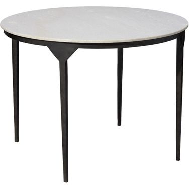 Dante Marble and Metal Dining Table In White and Black