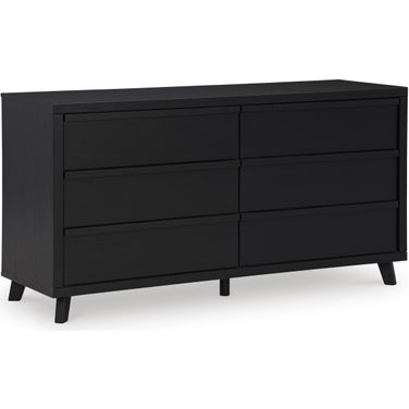 Danziar Black Six Drawer Dresser