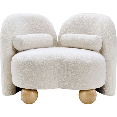 Daphne Boucle Fabric Chair In Natural and Cream and Black