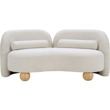 Daphne Boucle Fabric Loveseat In Natural and Cream and Black