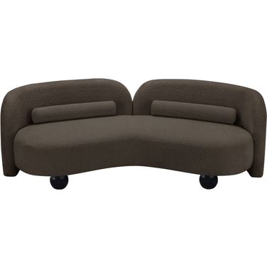Daphne Boucle Fabric Sofa In Natural Brown and Black