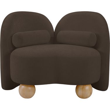 Daphne Chenille Fabric Chair In Natural Brown and Black