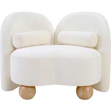 Daphne Chenille Fabric Chair In Natural and Cream and Black