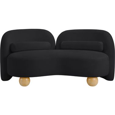 Daphne Chenille Fabric Loveseat In Black and Natural